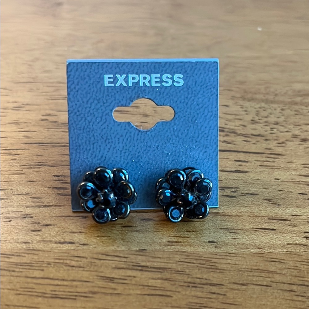 Express Black Flower Earrings
